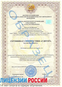 Образец сертификата соответствия аудитора №ST.RU.EXP.00006191-1 Ишим Сертификат ISO 50001
