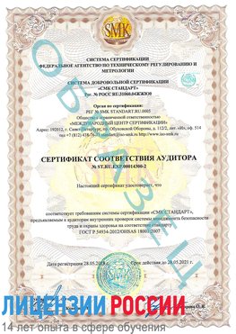 Образец сертификата соответствия аудитора №ST.RU.EXP.00014300-2 Ишим Сертификат OHSAS 18001